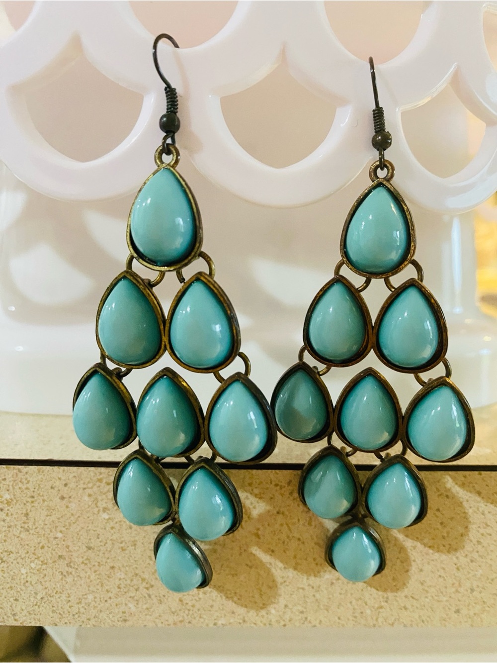 Turquoise Teardrop Chandelier Earrings - Brand